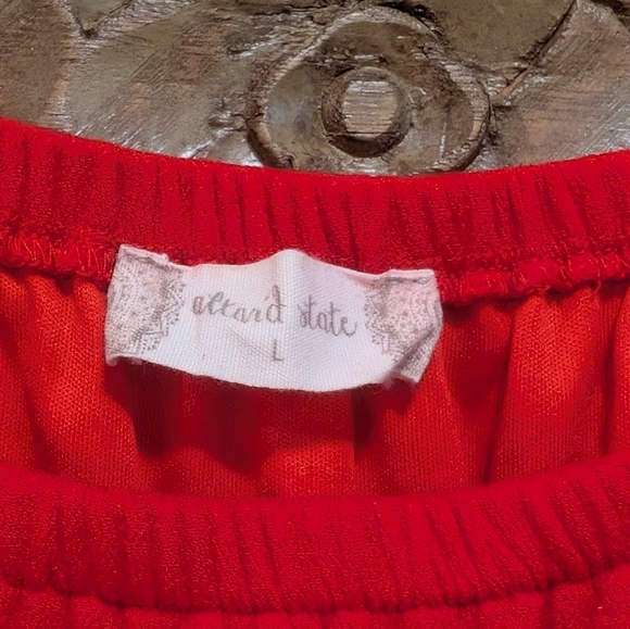 Altar'd State- Red Off-Shoulder Dress Or Tunic with White Embroidery - Picture 4 of 16